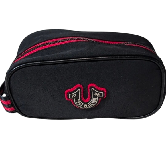 True Religion Black and Red Toiletry Bag with Logo - Picture 1 of 8